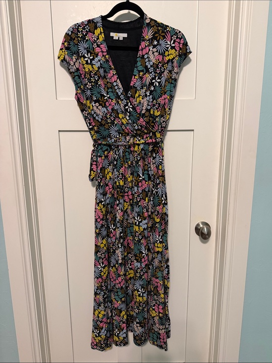 Boden Dresses & Skirts - Boden Elenor Jersey Black Floral Faux Wrap Maxi Dress with Pink, Yellow & Blue